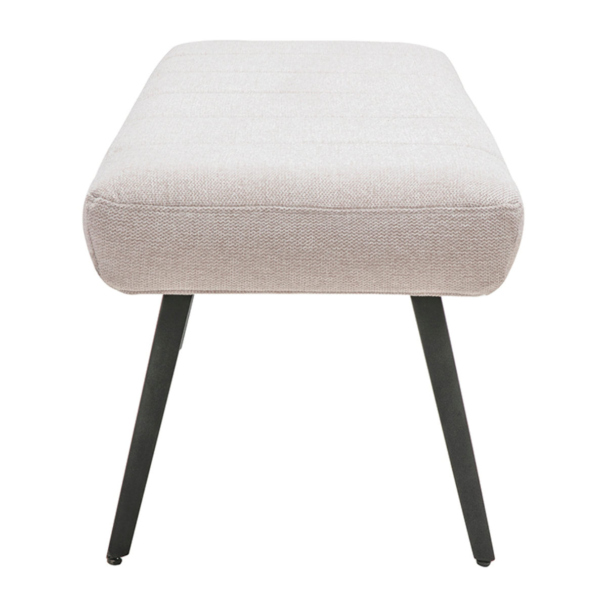 Banc en tissu effet velours texturé beige, bois clair et métal noir L123 cm ELIOR