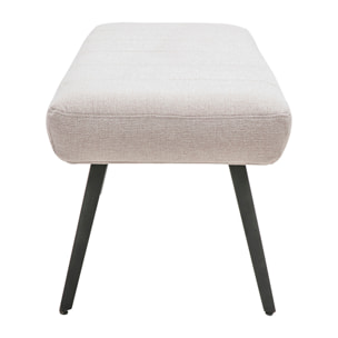 Banc en tissu effet velours texturé beige, bois clair et métal noir L123 cm ELIOR