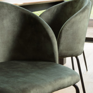 TOM - Lot de 2 chaises velours vert sapin dossier enveloppant