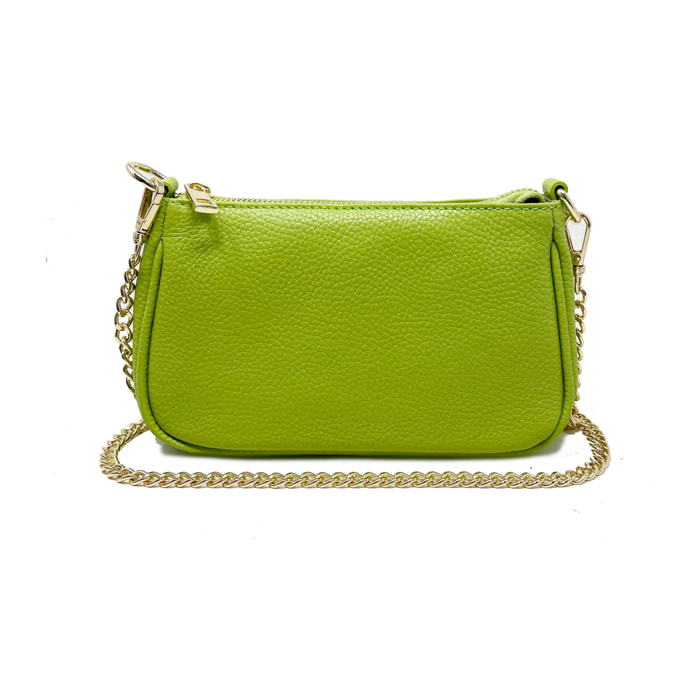 Chicca Borse - Tracollina Clutch Donna in Vera Pelle - Colore Verde Chiaro