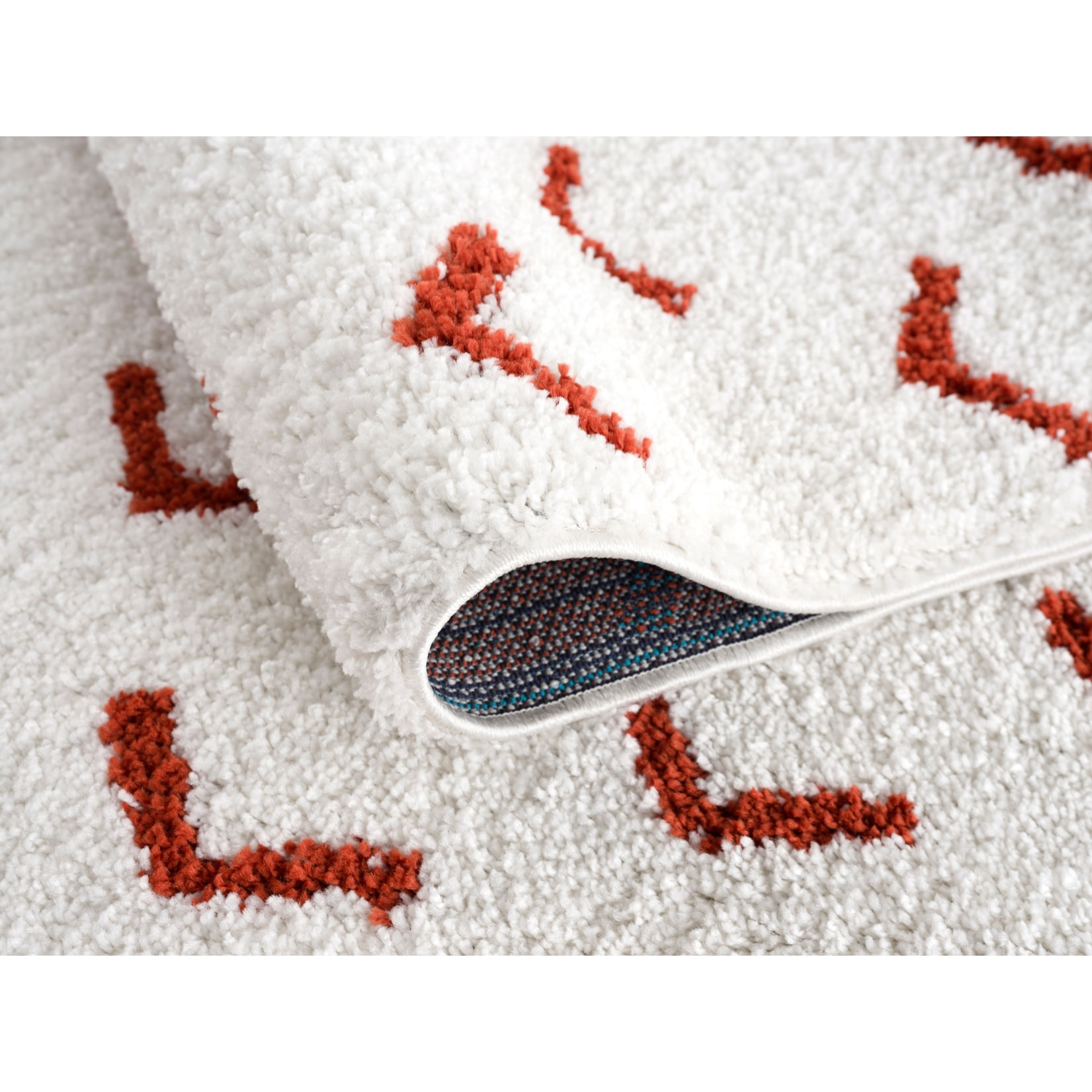 Terra - tapis shaggy de salon en laine artificielle terracotta