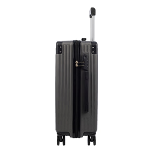 Set di 3 valigie Trolley, in materiale leggero ABS ad alta resistenza con angoli rinforzati. Chiusura numerica e 4 ruote doppie rimovibili e girevoli a 360°.