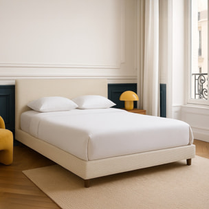 Lit avec tête de lit en velours côtelé - WILLIAM