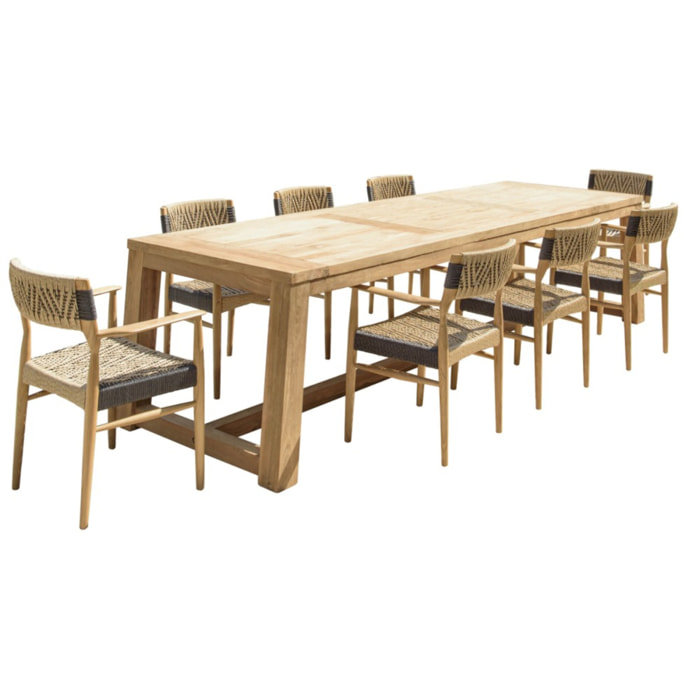 VALERIA - Ensemble de jardin en bois de teck recyclé rotin 8 pers.