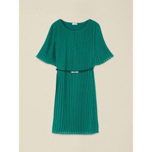 Oltre - Vestido corto en georgette plisado - Verde