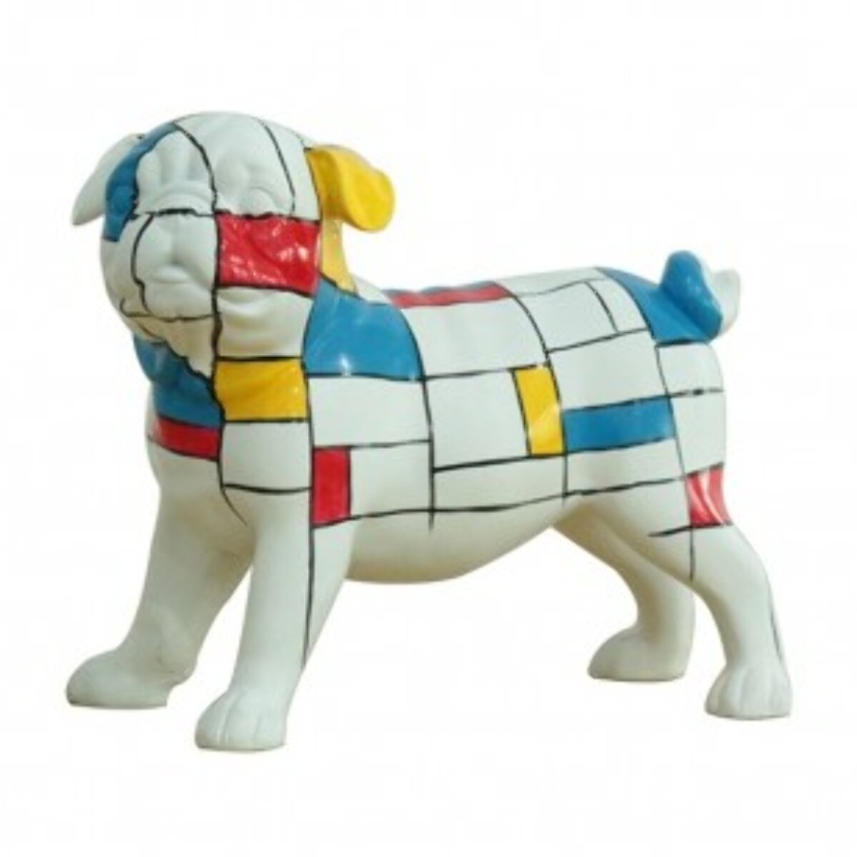 Statuette chien carreaux abstrait L22cm - POLI