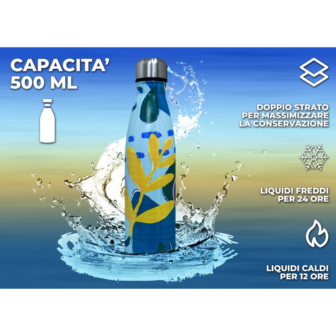 Borraccia Termica 500ml Bottiglia Thermos Modello Fortaleza