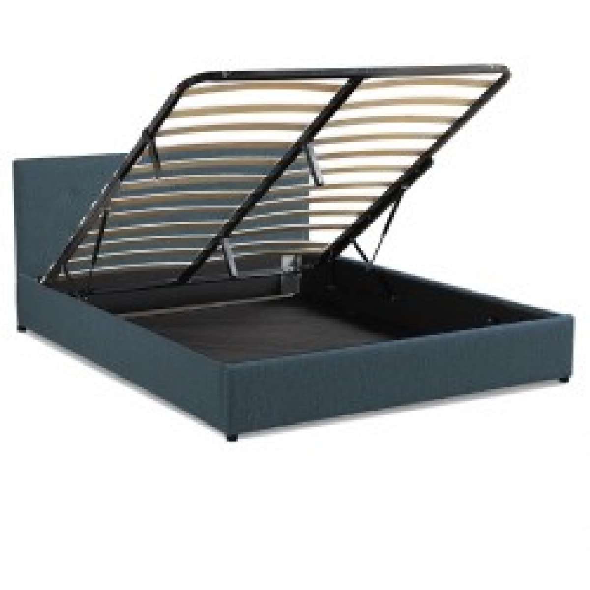 Lit coffre Bouclette| Espace de Stockage jusqu'à 900 L | Grand angle d’ouverture | Tissu | Bleu foncé