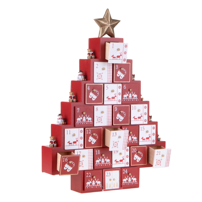 Albero Natalizio Calendario Avvento - Pezzi 1 - Colore Bianco - 43,5x61Hx8cm - Bianchi Dino