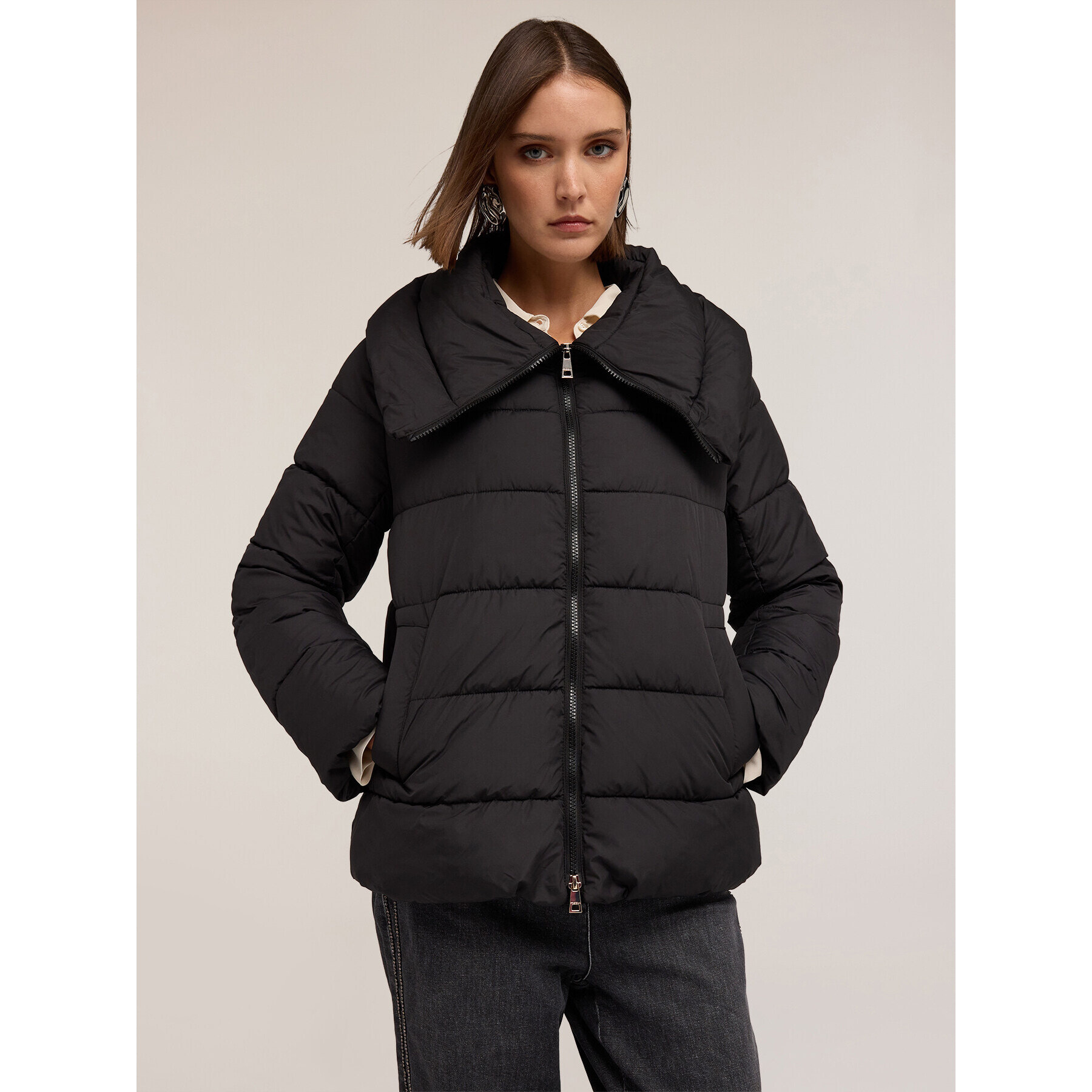 Motivi - Piumino pesante con collo alto - Nero