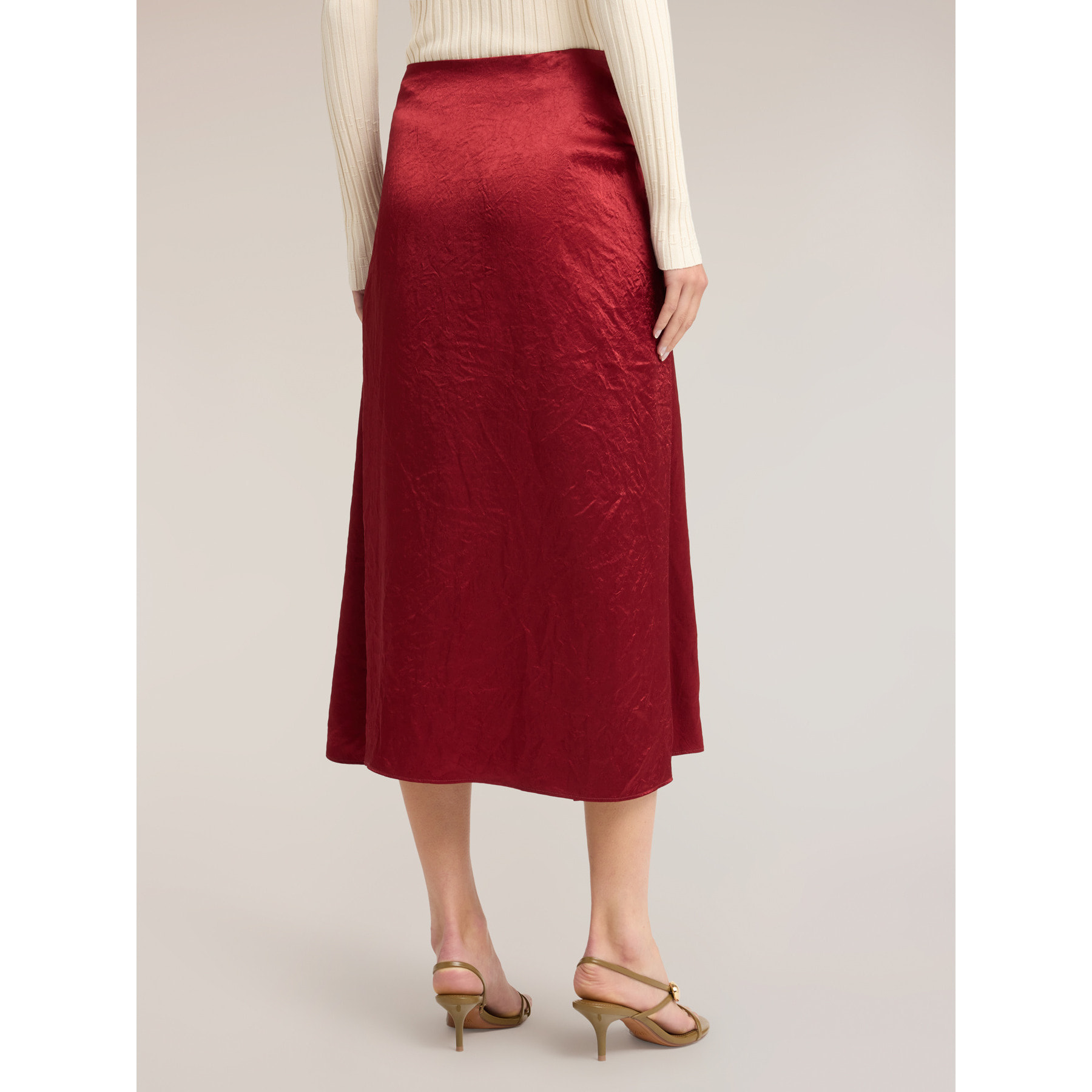 Motivi - Falda de raso con drapeado - Burgundy
