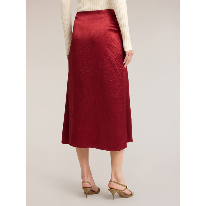 Motivi - Falda de raso con drapeado - Burgundy