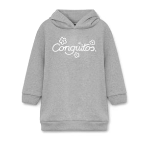Vestido sudadera con capucha <<Conguitos>> gris