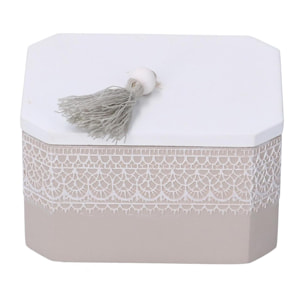 Scatola in legno bianco mandala rettangolare cm8x6,5h5