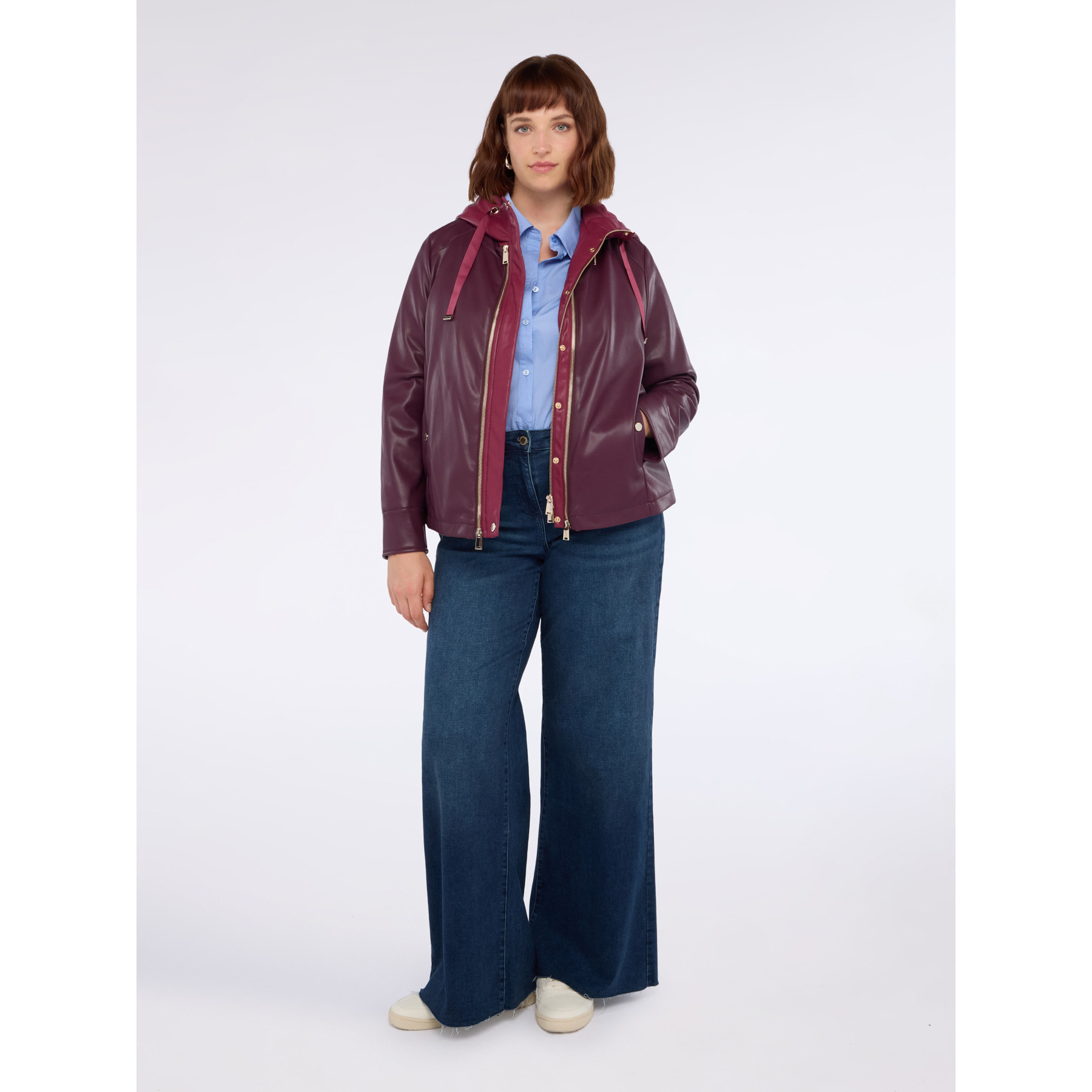 Fiorella Rubino - Chaqueta biker 3 en 1 - Burgundy