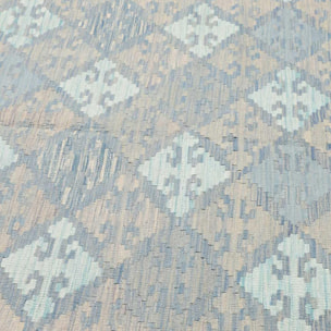 Tapis kilim au motif géométrique, tissé plat en laine, ZANURIL