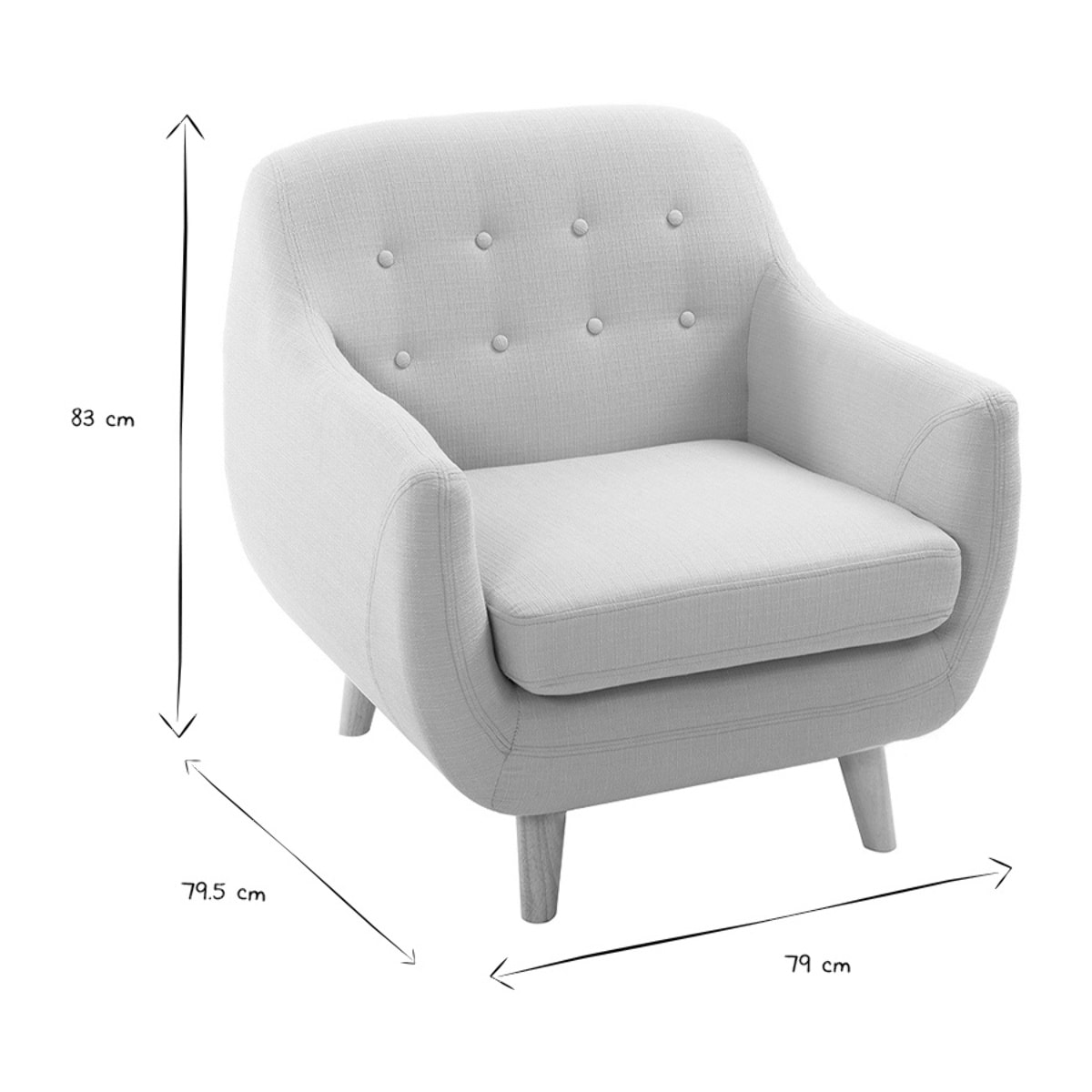 Fauteuil déhoussable scandinave en tissu menthe à l'eau et bois clair YNOK