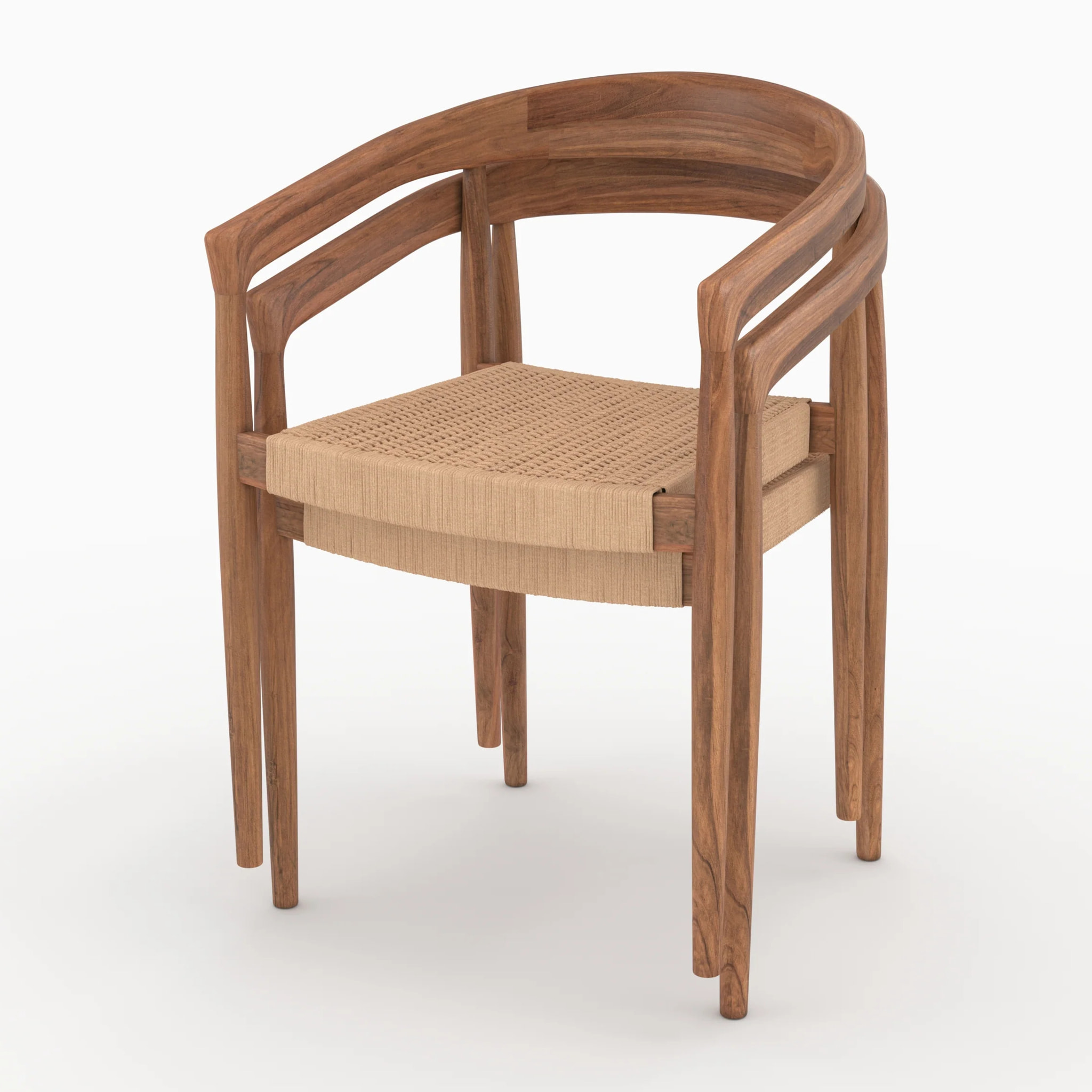 Lot de 2 chaises en bois de teck et corde synthétique - Bali