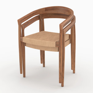 Lot de 2 chaises en bois de teck et corde synthétique - Bali