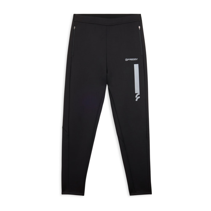 Pantaloni slim in tessuto tecnico con inserti mesh laterali