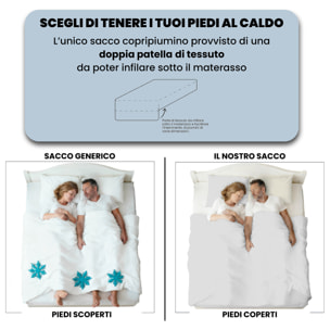 PARURE COPRIPIUMINO NATURAL COLOR, 100% Cotone, Made in Italy - GRIGIO CHIARO/PANNA