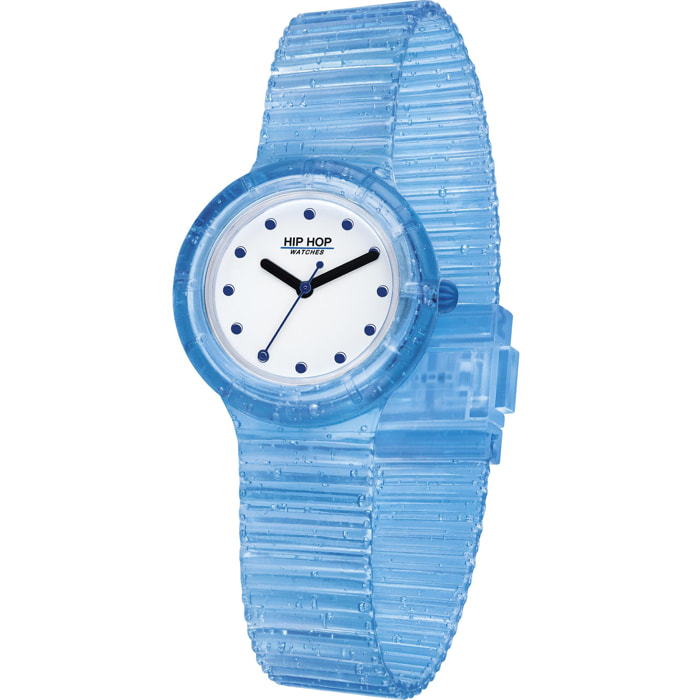 Orologio Da Polso Hip Hop Blu-Bianco In Silicone