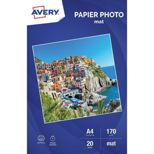 Papier photo AVERY 20 Photos mates A4 170g/m²