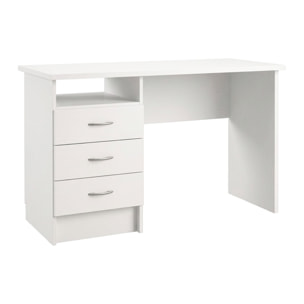 Scrivania Moderna Con 3 Cassetti E Vano a Giorno Desk Salvaspazio Per Home Office Studio E Cameretta Piano di Lavoro Ampio 120.1X48.1X72.6 Cm Bianco