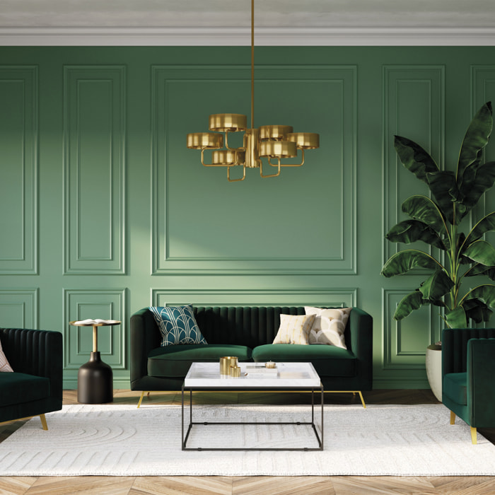 Ensemble canapés en velours vert 5 places - Gatsby