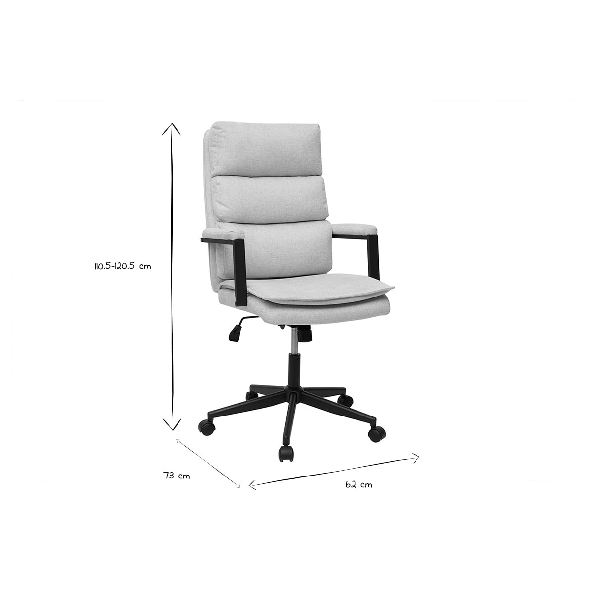 Fauteuil de bureau à roulettes en tissu effet velours texturé beige et métal noir SAEL