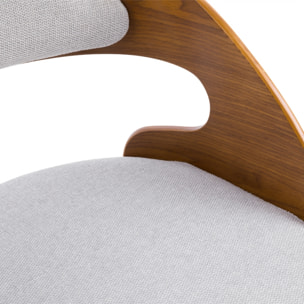 Chaise de bureau pivotante et réglable en bois et tissu gris - Louis