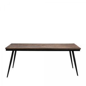 Ranggo - Table à manger 8 personnes en métal et teck recyclé 180x90cm - Couleur - Bois foncé et noir