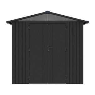 Abri de jardin métal anthracite 4.37 m² + kit d'ancrage