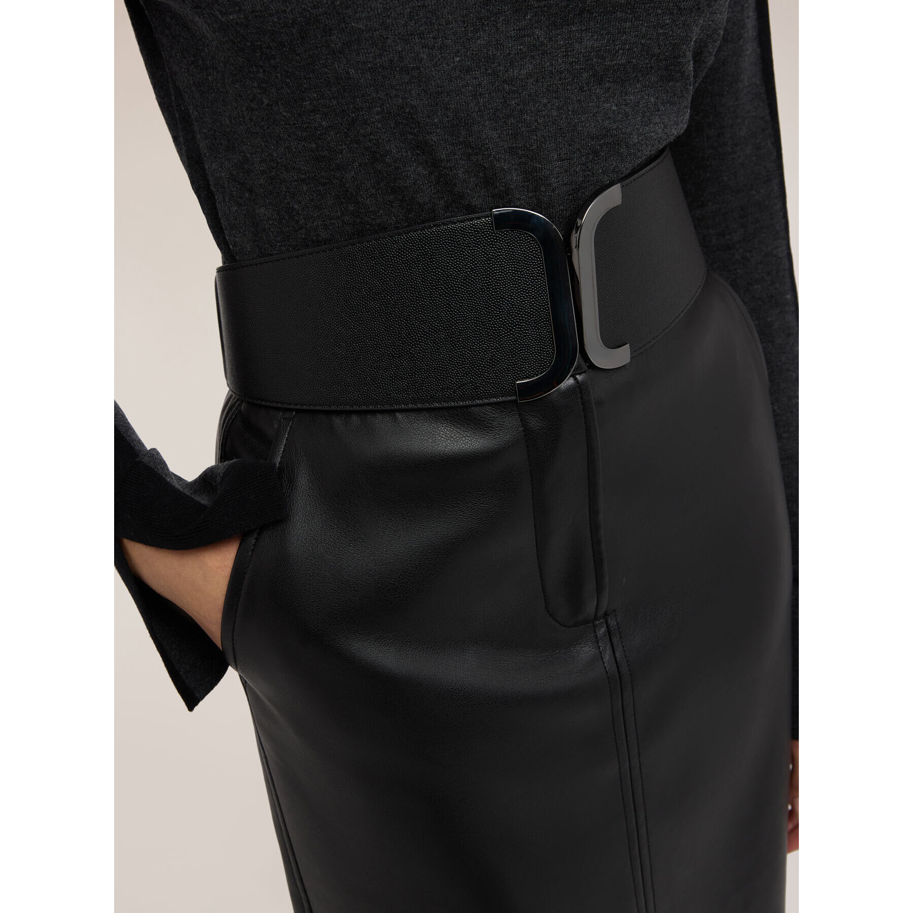 Motivi - Cintura elastica con fibbia squadrata metallica - Nero