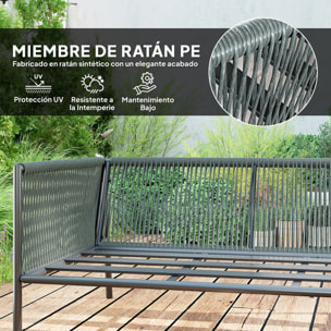 Conjunto Jardín Exterior de Ratán con Cojines Conjunto Terraza Resistente a la Intemperie Muebles Jardín Exterior con 2 Sofás de 2 Plazas Sofá Esquina Mesa Redonda Gris Oscuro