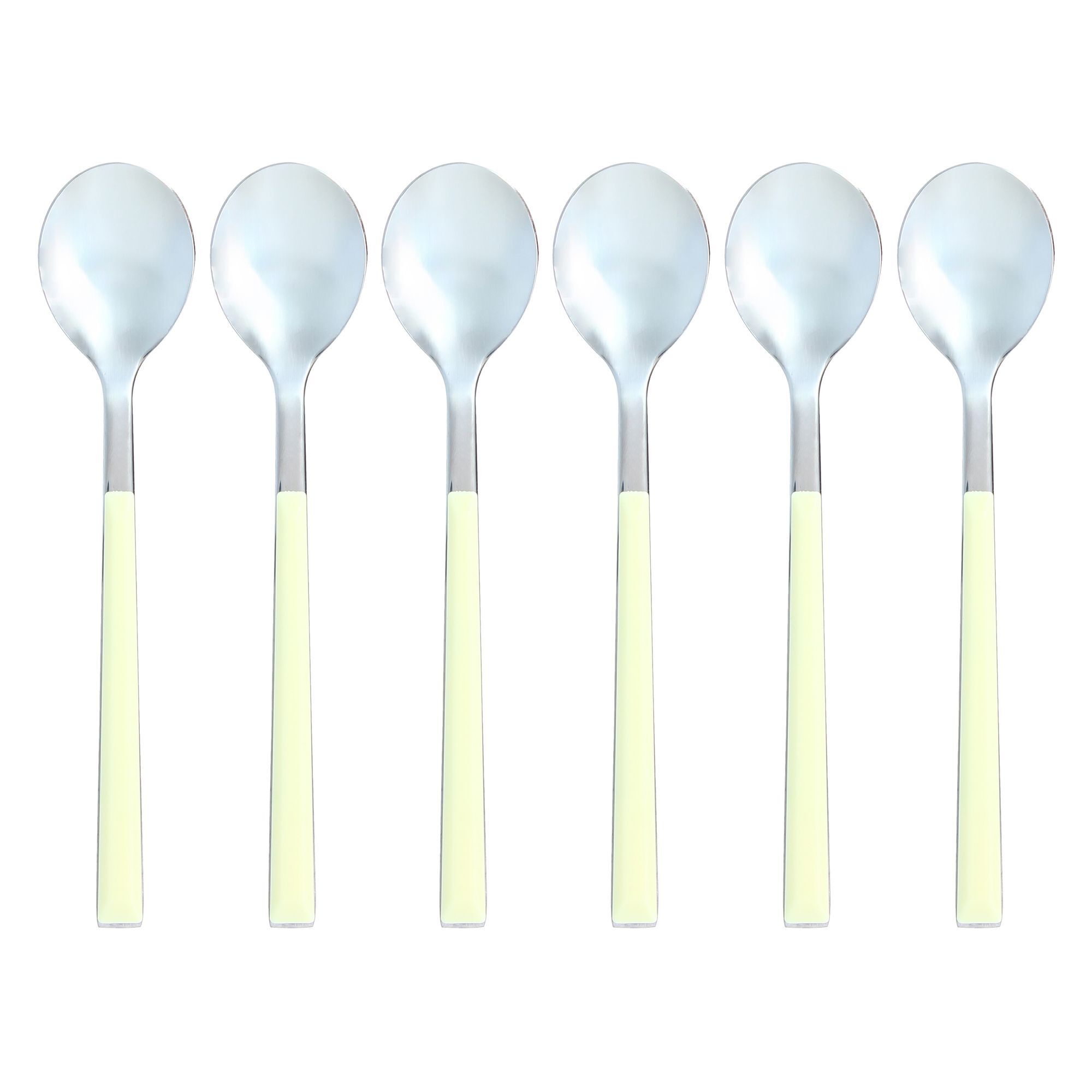 Lot de 6 cuillères à café crème en acier inoxydable  COLORAMA