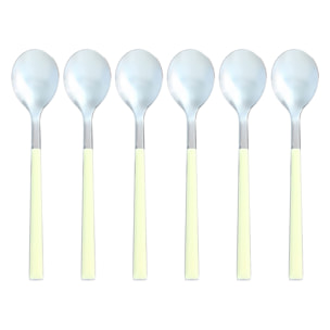 Lot de 6 cuillères à café crème en acier inoxydable  COLORAMA