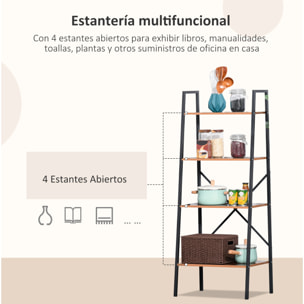 Estantería de Escalera Industrial con 5 Estantes 60x35x145cm