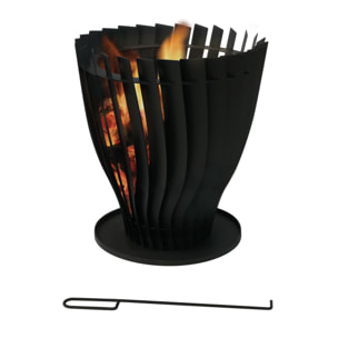 Brasero de exterior de diseño alargado en acero negro EFP66 PURLINE