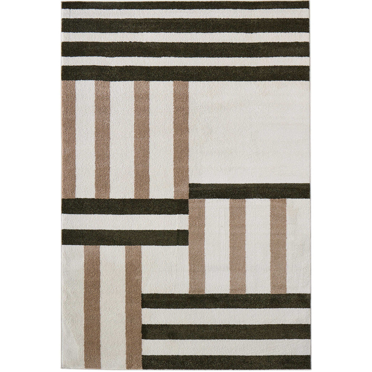 SANTAL - Tapis de salon vert à motif géométrique