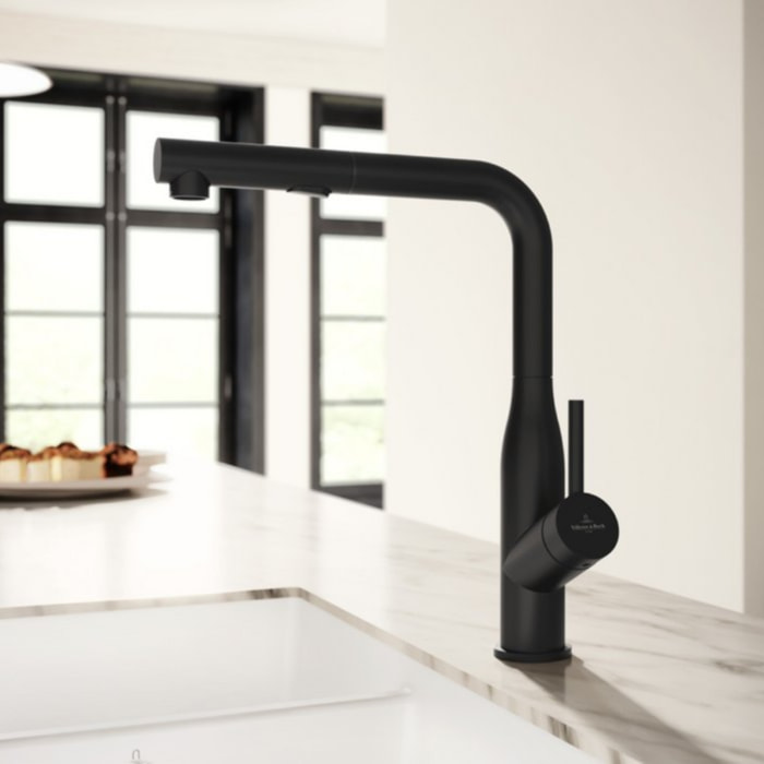 Robinet de cuisine avec douchette VILLEROY & BOCH Subway Style Shower Noir mat