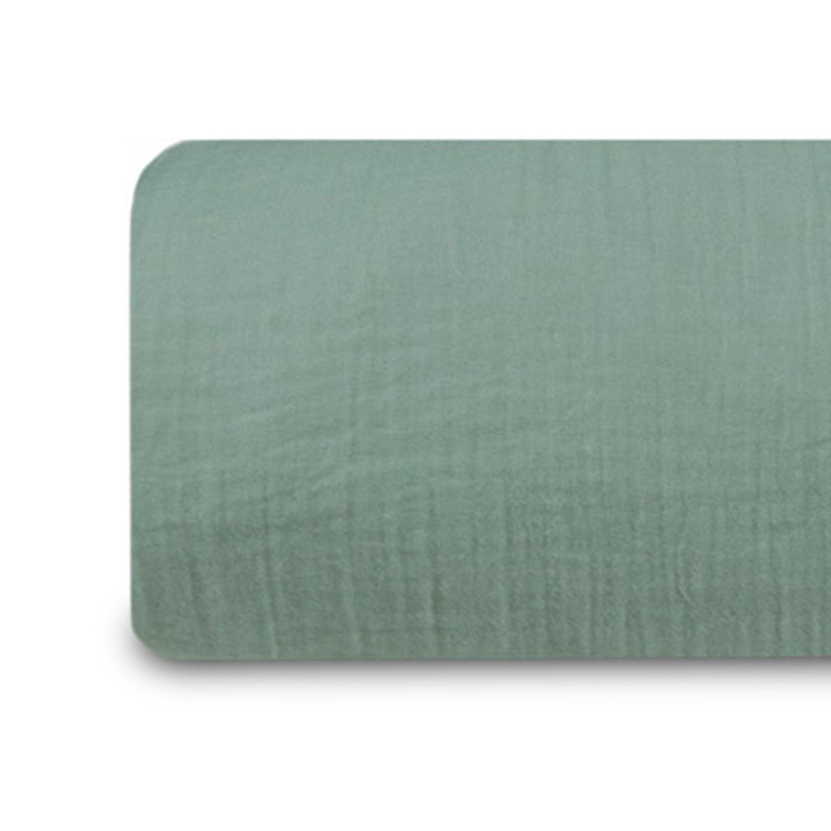 Drap-housse gaze de coton vert sauge - LOUISE