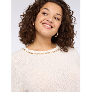 Fiorella Rubino - Camiseta de jersey con detalle en el escote - Blanco