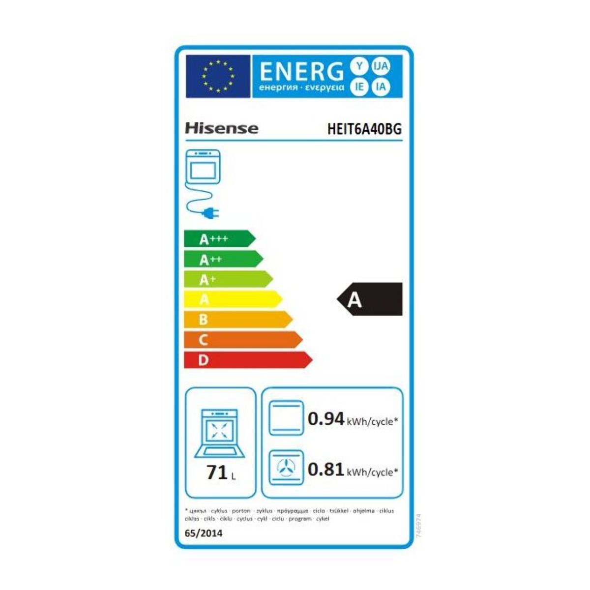 Cuisinière induction HISENSE HEIT6A40BG