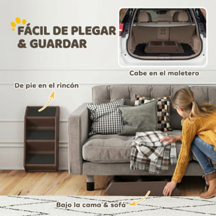 Escalera para Perros Plegable de 3 Peldaños, Portátil, Escalera para Mascotas Mayores, Perros Pequeños, Gatos, para Cama, Sofá, 53x30,5x36,5 cm, Marrón