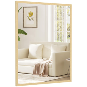 Miroir mural rectangulaire dim. 60L x 80H cm MDF effet bois naturel
