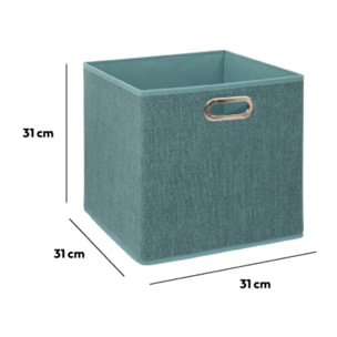 Panier tissu 31x31 cm Bleu pétrole Chiné Mix N' Modul