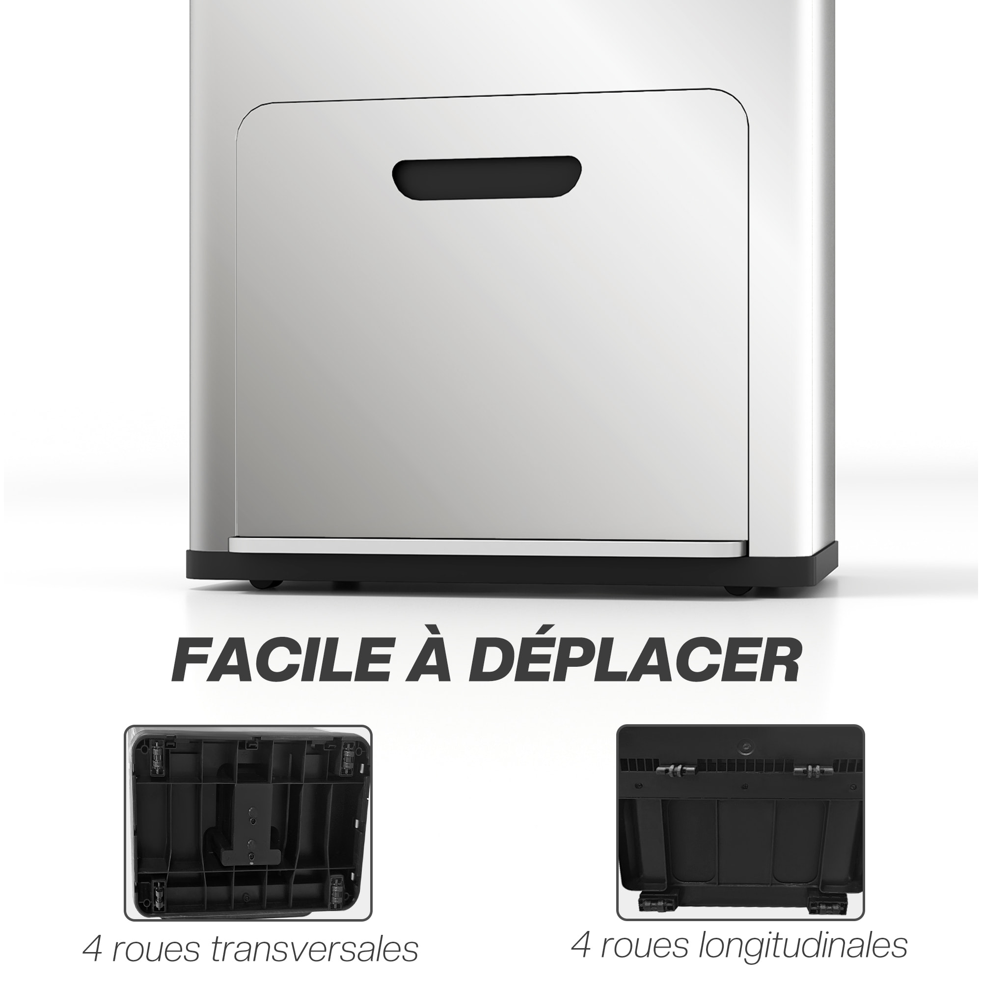 Poubelle de cuisine 2 x 18L + 20L - poubelle à pédale 3 compartiments seaux amovibles filtre anti-odeur - acier inox. brossé