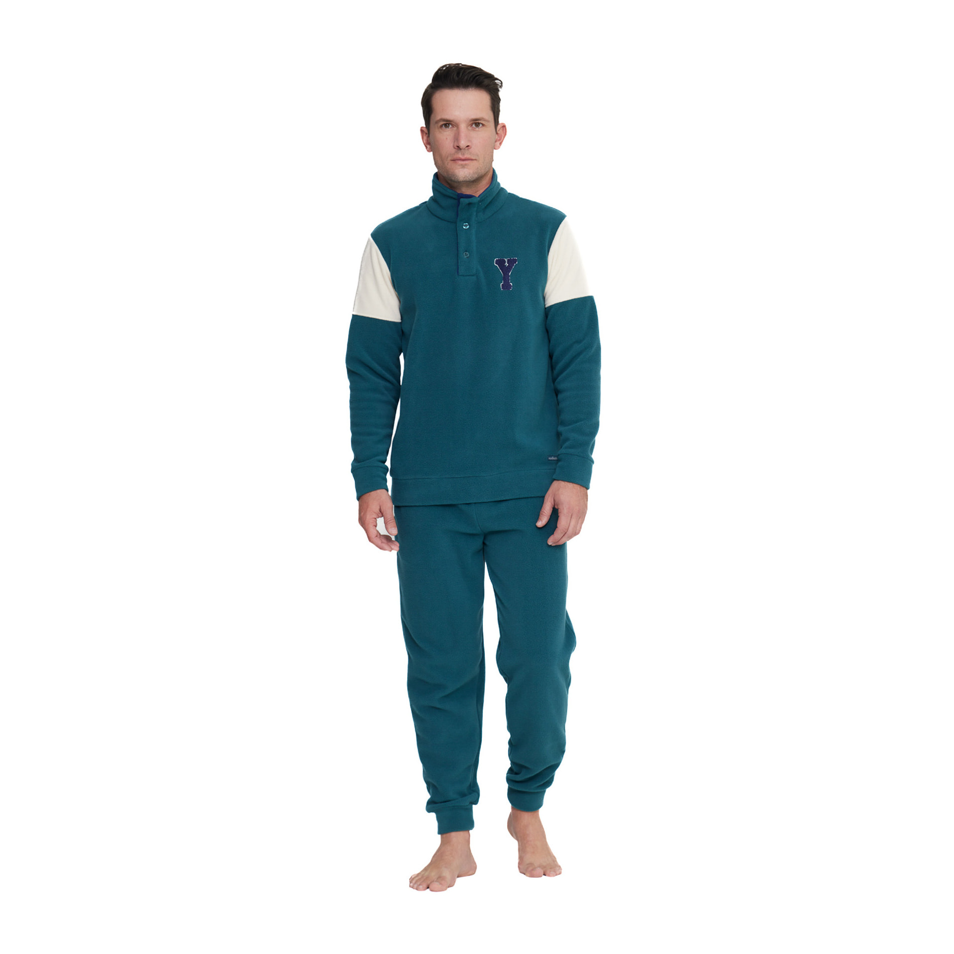 Pigiama uomo paddy in pile con collo tre bottoni Noidinotte