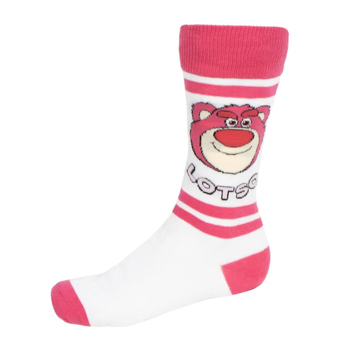 Calcetines toy story diseño lotso blanco y rosa